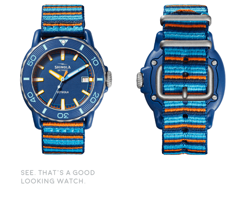 Limited-edition Shinola x Whalebone Sea Creatures watch front and back comparison