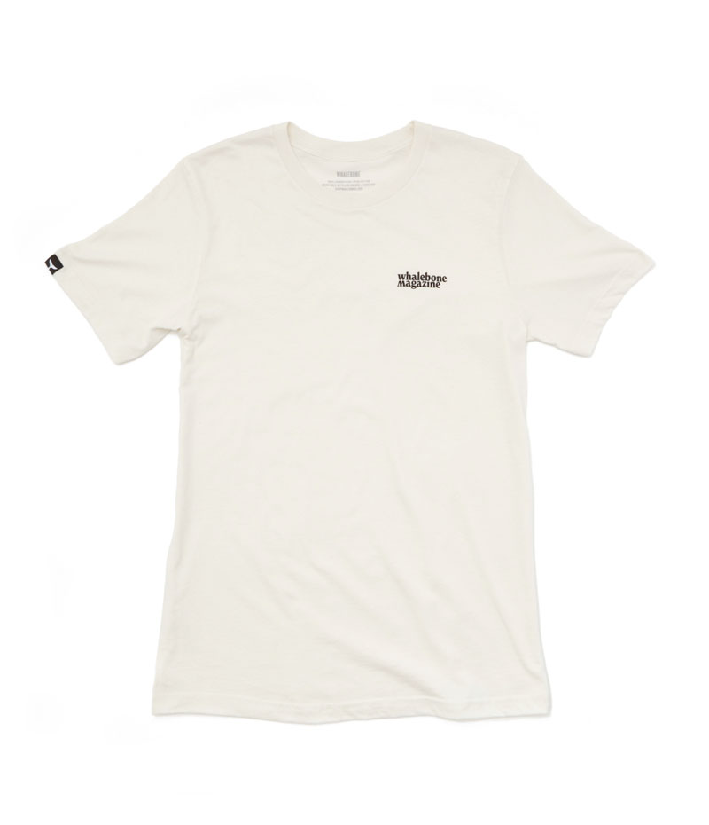 flat view of a white whalebone magazine t-shirt